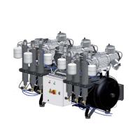 Cattani 300-714 - безмасляный стоматологический компрессор для 12-ти стоматологических установок, с 3 трехцилиндровыми двигателями, c 3 осушителями, с ресивером 300 л, 714 л/мин