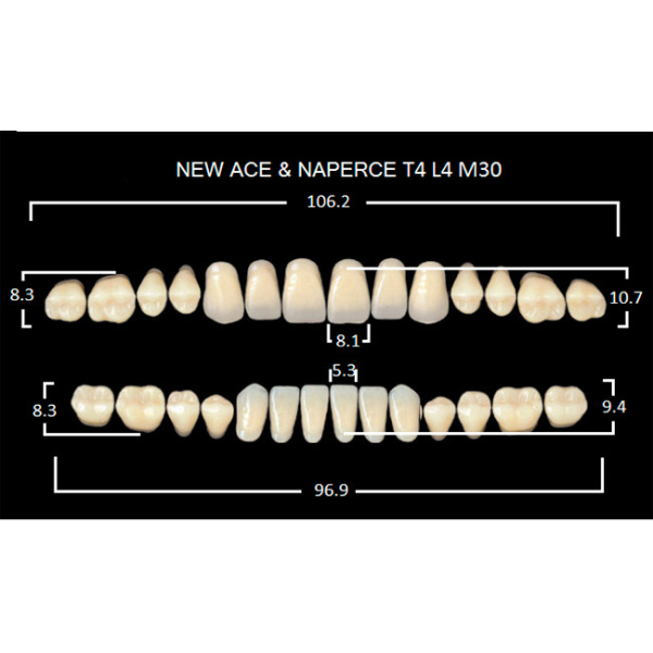 Зубы акриловые Глория New Ace фасон Т4, боковые М30, цвет А2, 28шт