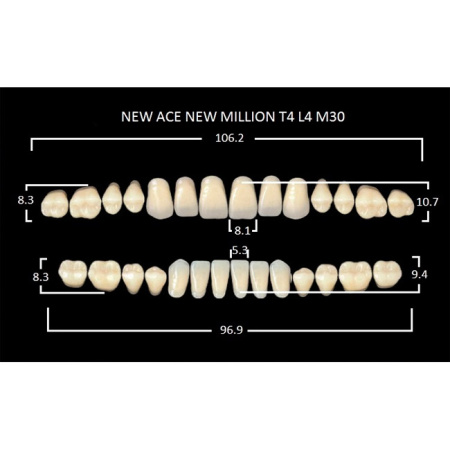 Зубы акриловые Глория New Ace фасон O2, боковые М28, цвет А3, 28шт