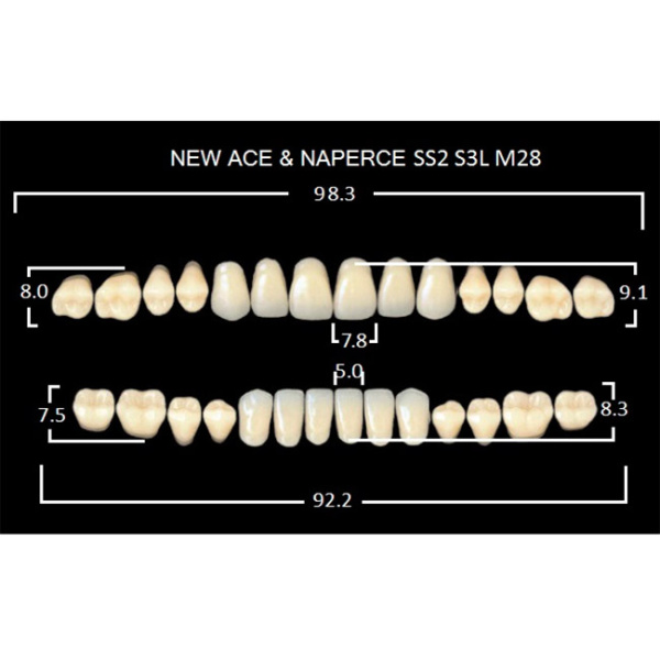 Зубы New Ace 20 полн. гарн. в боксе, верх О2, низ S3L, боковые M28, цвет В3
