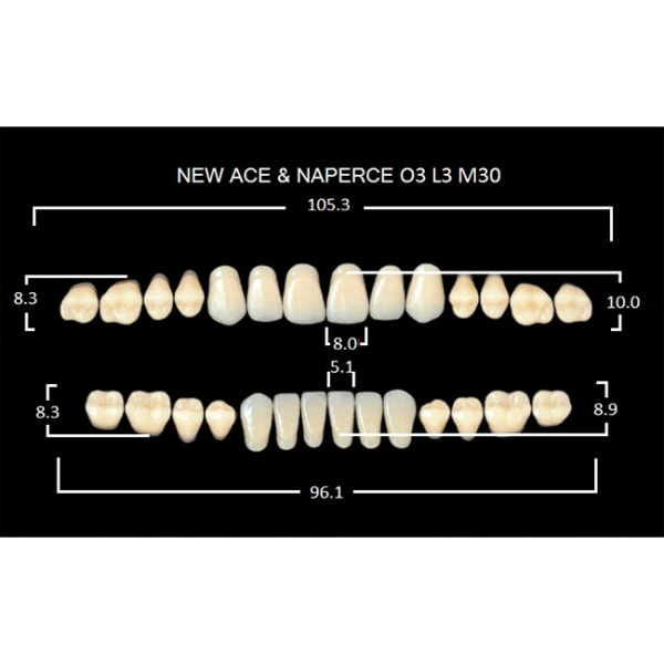 Зубы акриловые Глория New Ace фасон O3, боковые М30, цвет А3.5, 28шт