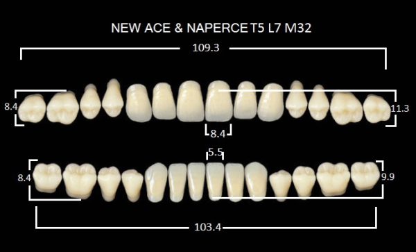 Зубы акриловые Глория New Ace фасон Т5, боковые М32, цвет А3.5, 28шт