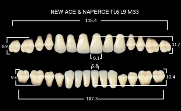 Зубы акриловые Глория New Ace фасон ТL6, боковые М33, цвет A1, 28шт