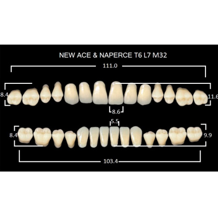 Зубы New Ace 20 полн. гарн. в боксе, верх T5, низ L7, боковые M32, цвет А3