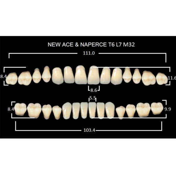 Зубы New Ace 20 полн. гарн. в боксе, верх T5, низ L7, боковые M32, цвет А3