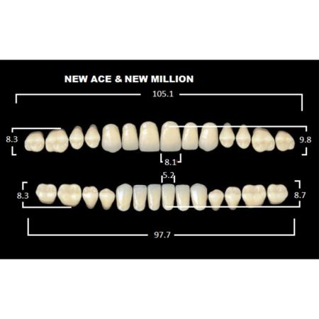 Зубы акриловые Глория New Ace фасон O5, боковые М32, цвет А2, 28шт
