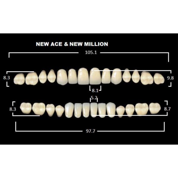 Зубы акриловые Глория New Ace фасон O5, боковые М32, цвет А3, 28шт
