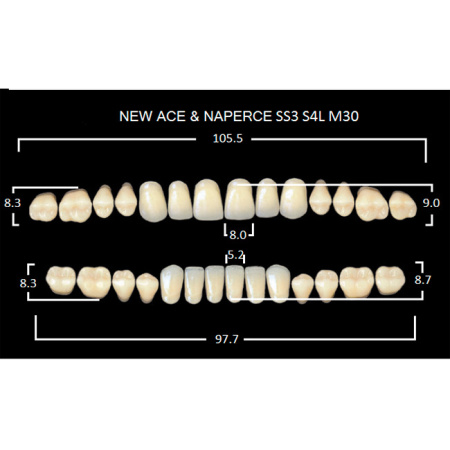 Зубы акриловые Глория New Ace фасон SS3, боковые М30, цвет А3, 28шт